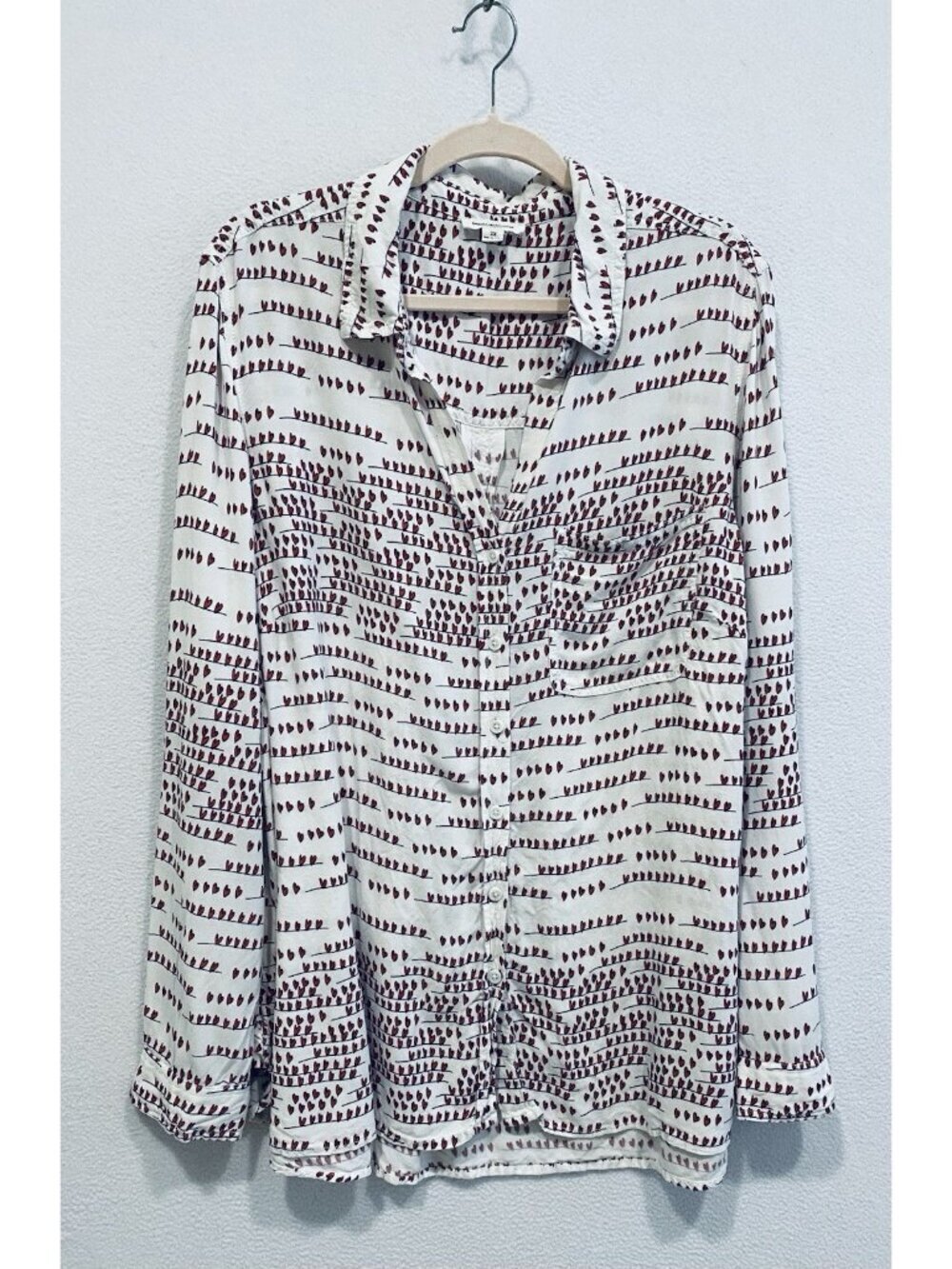 Beach Lunch Lounge Top Womens 2X White Alana Red String Hearts Button Up Holiday